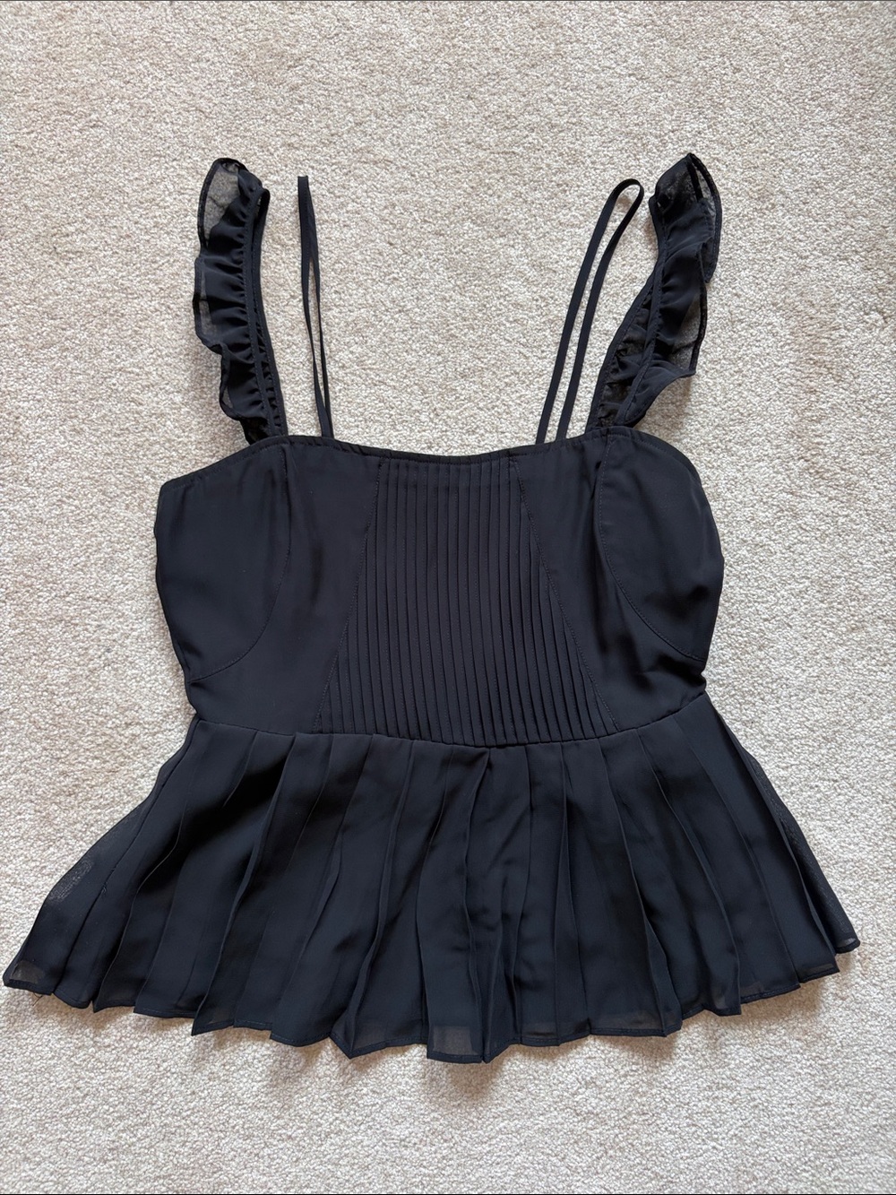Black Ruffled Peplum Cami Top